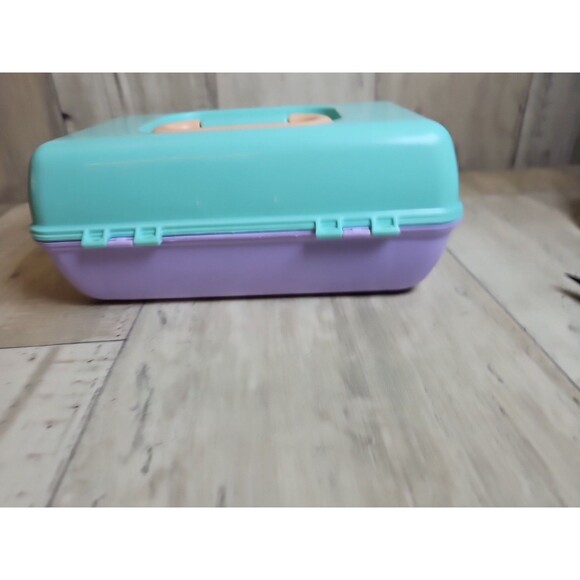 Vintage 90s Caboodles Small Makeup Organizer Case with Two Trays – Seagram Green - Picture 4 of 7